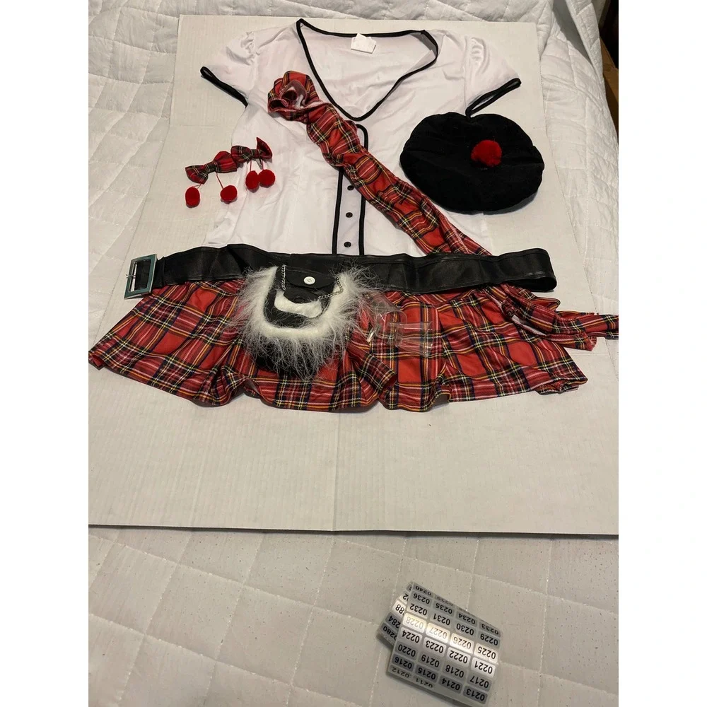 Spirit Sexy Scottie Costume Women Large Red Plaid Polyester Scottish Halloween - Picture 3 of 9